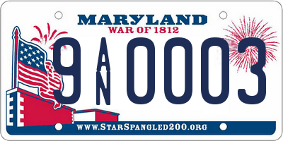 MD license plate 9AN0003