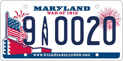 MD license plate 9AN0020