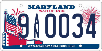MD license plate 9AN0034