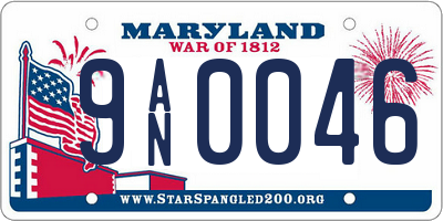 MD license plate 9AN0046