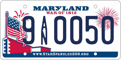 MD license plate 9AN0050