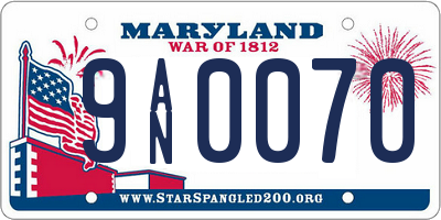 MD license plate 9AN0070
