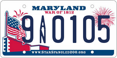 MD license plate 9AN0105