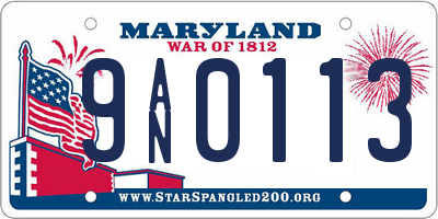 MD license plate 9AN0113