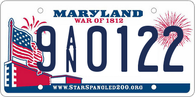 MD license plate 9AN0122