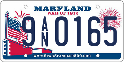 MD license plate 9AN0165