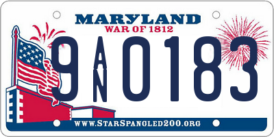 MD license plate 9AN0183