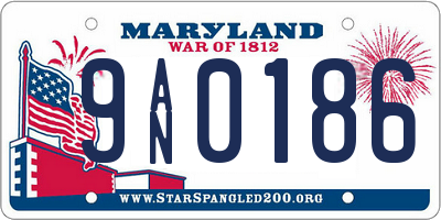 MD license plate 9AN0186