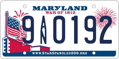 MD license plate 9AN0192