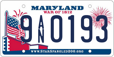 MD license plate 9AN0193