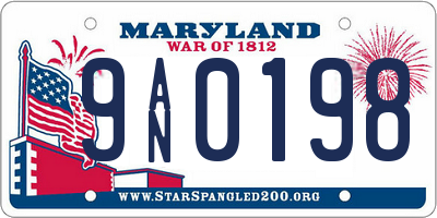MD license plate 9AN0198