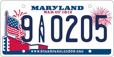 MD license plate 9AN0205