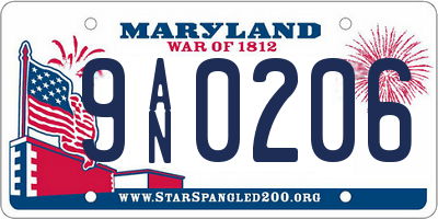 MD license plate 9AN0206