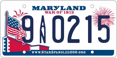 MD license plate 9AN0215