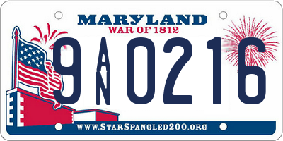 MD license plate 9AN0216