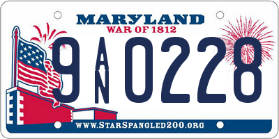 MD license plate 9AN0228