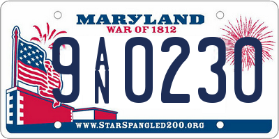 MD license plate 9AN0230