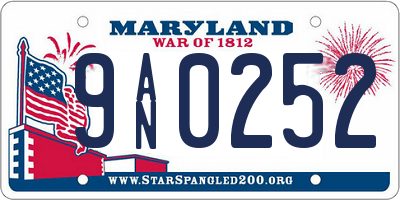 MD license plate 9AN0252