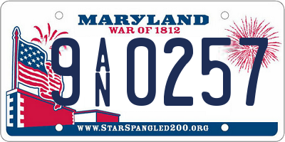 MD license plate 9AN0257