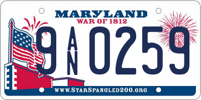 MD license plate 9AN0259