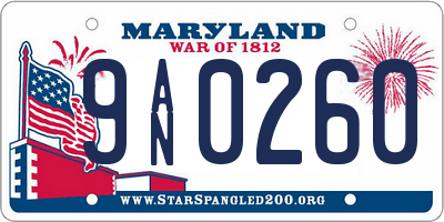 MD license plate 9AN0260