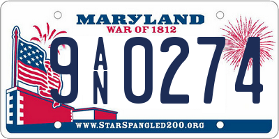 MD license plate 9AN0274
