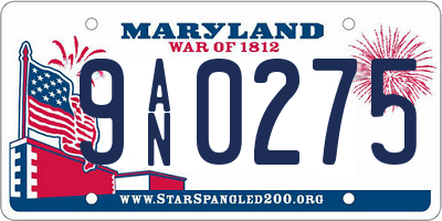 MD license plate 9AN0275