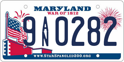MD license plate 9AN0282