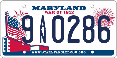 MD license plate 9AN0286
