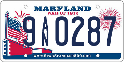 MD license plate 9AN0287