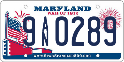 MD license plate 9AN0289