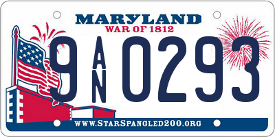 MD license plate 9AN0293