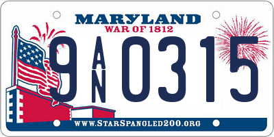 MD license plate 9AN0315