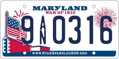 MD license plate 9AN0316