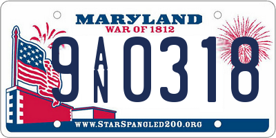 MD license plate 9AN0318