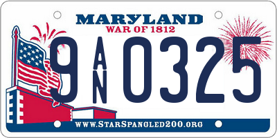 MD license plate 9AN0325