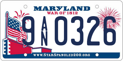 MD license plate 9AN0326