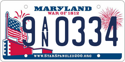 MD license plate 9AN0334