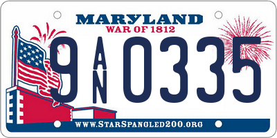 MD license plate 9AN0335