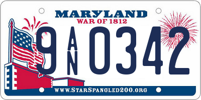 MD license plate 9AN0342