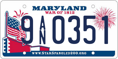 MD license plate 9AN0351