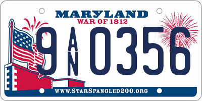 MD license plate 9AN0356
