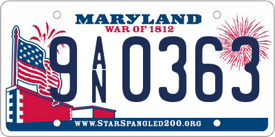 MD license plate 9AN0363