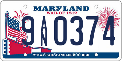 MD license plate 9AN0374