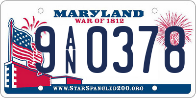 MD license plate 9AN0378