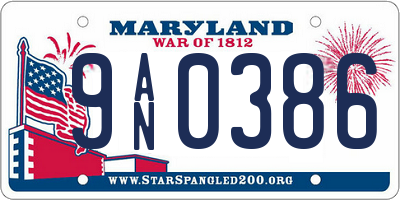 MD license plate 9AN0386