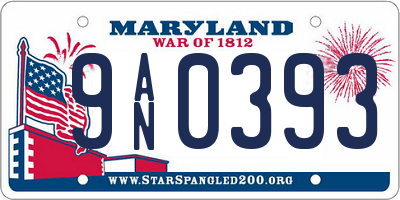 MD license plate 9AN0393