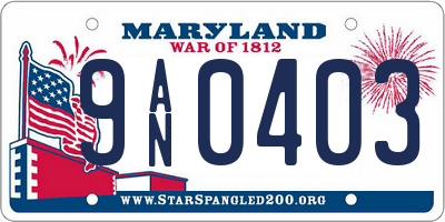MD license plate 9AN0403