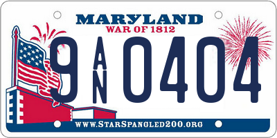 MD license plate 9AN0404