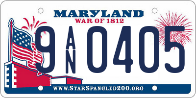 MD license plate 9AN0405